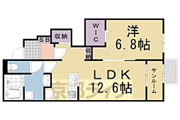 オーブ荒塚 1LDKの間取図画像