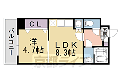 モア七条 1LDKの間取図画像