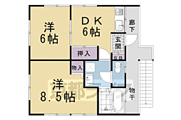 フィールドハウス 2DKの間取図画像