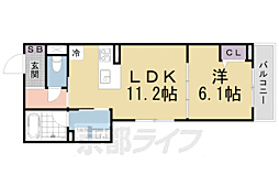 ViaSoleやましな 1LDKの間取図画像