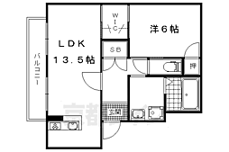 ビューテラス山科 1LDKの間取図画像