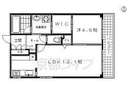 メイゾン六波羅 1LDKの間取図画像