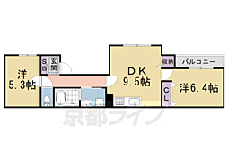 京都グランデ四条春日 2LDKの間取図画像