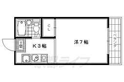 サンハイツ北山 1Kの間取図画像