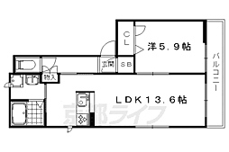 LACASABREZZA 1LDKの間取図画像
