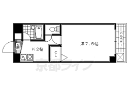 サンリーベ衣笠 1Kの間取図画像