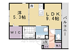 京都市山科区厨子奥若林町アパート 1LDKの間取図画像