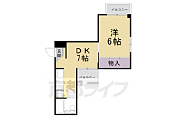 フレーヴァー北山 1DKの間取図画像