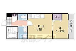 リアン桂ウエスト 1LDKの間取図画像