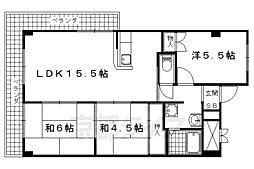 プルーリオン椥辻 3LDKの間取図画像