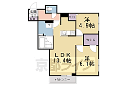 グリーンフィールド桃山 2LDKの間取図画像