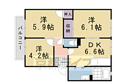 コートヴィレッジ・イーストC棟 3DKの間取図画像