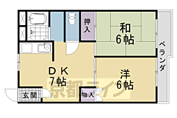 ロイヤルハイツ亀岡 2DKの間取図画像