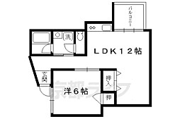 リアライズ衣笠 1LDKの間取図画像