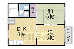 一彩コーポラス 2LDKの間取図画像