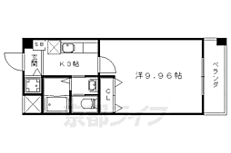 プレジール山科 1Kの間取図画像