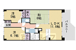 エルシティー桃山筑前 3LDKの間取図画像