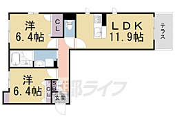 セントリヴィエ京都芝野 2LDKの間取図画像