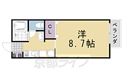 サンライト上桂 1Kの間取図画像