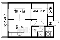 北野マンション 2DKの間取図画像