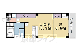 モア・河原町 1LDKの間取図画像