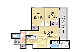 シャーメゾン花屋町 2LDKの間取図画像