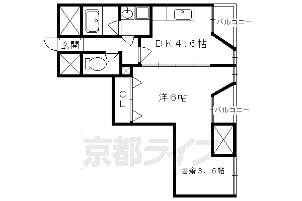 京都府京都市中京区壬生東檜町(賃貸マンション1DK・6階・25.30㎡)の写真 その2