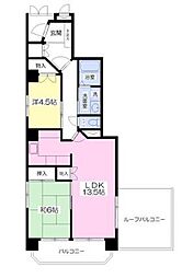 エクシール　東宿郷 2階2LDKの間取り