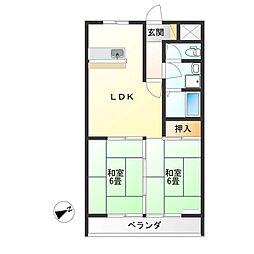 プラチナパレス宇都宮 2LDKの間取図画像