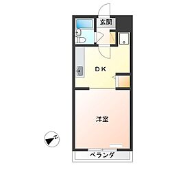 プラチナパレス宇都宮 1DKの間取図画像