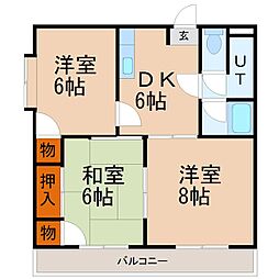 ロワールレジデンス六番館 3DKの間取図画像