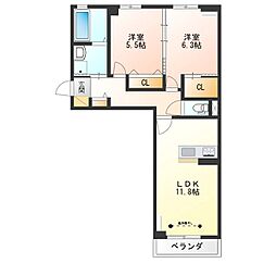 Villace 2LDKの間取図画像