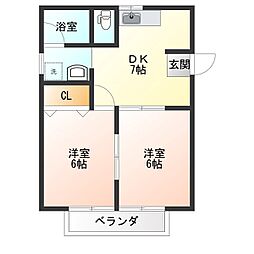 ベルビュー5 2DKの間取図画像