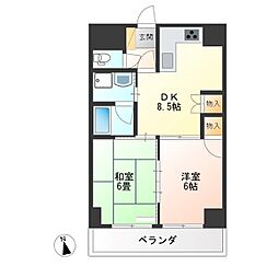 東口ハイツ 2DKの間取図画像
