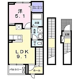 エスポワール城東 1LDKの間取図画像