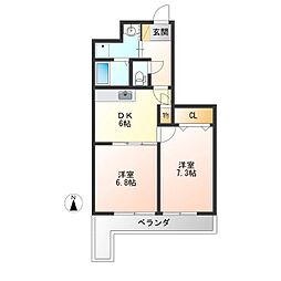 フォレスト・ウインド 2DKの間取図画像