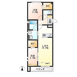 MIKASAレジデンス 2LDKの間取図画像
