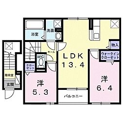 プログレス A 2LDKの間取図画像