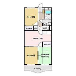 サンライズ田宗 3LDKの間取図画像
