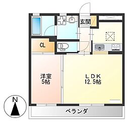 メゾンドMJ陽東 1LDKの間取図画像