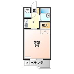 峰ヶ丘ハイツ 1Kの間取図画像
