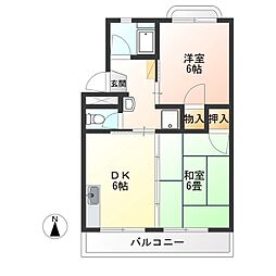 エトワール今泉 2DKの間取図画像