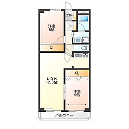 ネオニシキ 2LDKの間取図画像