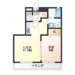 プランドール 1LDKの間取図画像