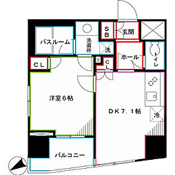 西武新宿線 中井駅 徒歩9分の賃貸マンション 14階1DKの間取り