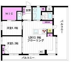 RISONAKANO 2LDKの間取図画像