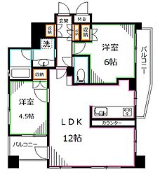 スターロワイヤル中野JP 2LDKの間取図画像