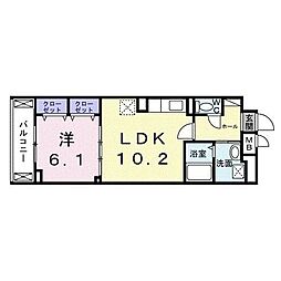 グルックパティオ高円寺 1LDKの間取図画像