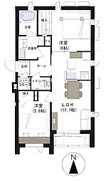 リバーマンション 2LDKの間取図画像