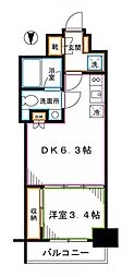 RUHE中野坂上 1DKの間取図画像